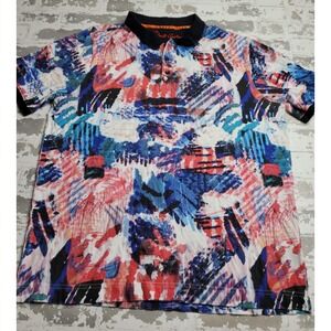 Robert Graham Classic Fit Short Sleeve‎ Polo Shirt Men s Large Red/White/Blue